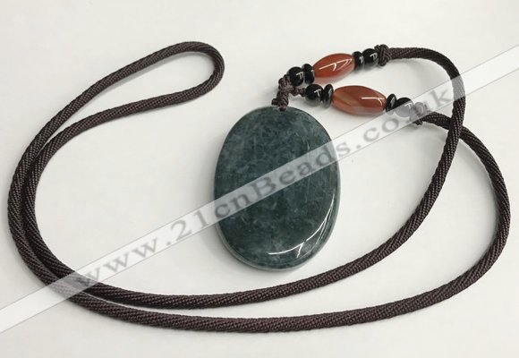 NGP5700 Agate oval pendant with nylon cord necklace