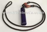 NGP5704 Agate tube pendant with nylon cord necklace