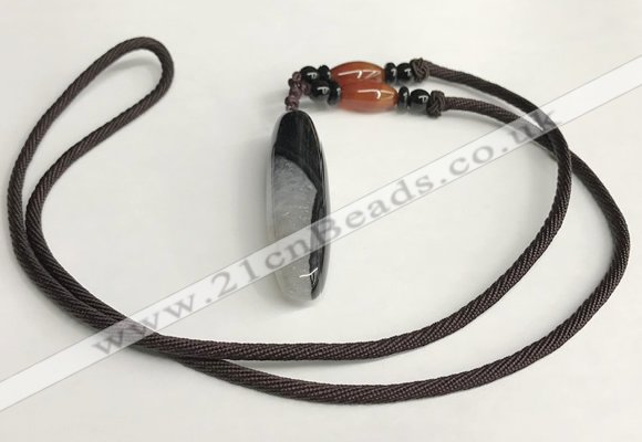 NGP5708 Agate tube pendant with nylon cord necklace