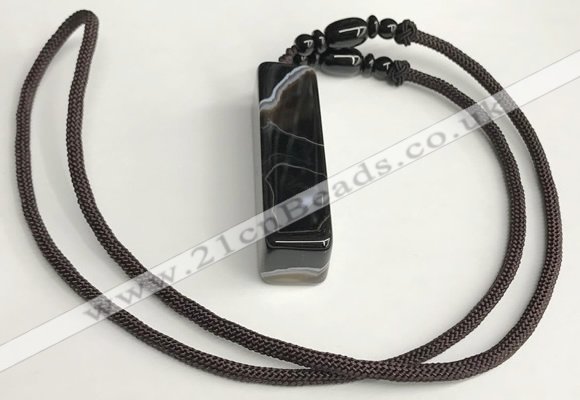 NGP5710 Agate cuboid pendant with nylon cord necklace