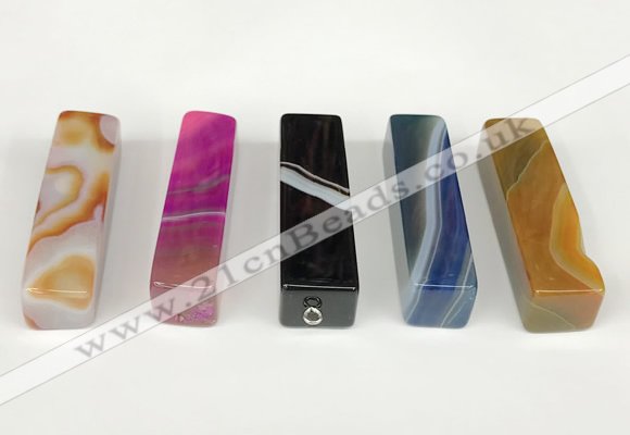 NGP5720 12*52mm cuboid agate gemstone pendants wholesale