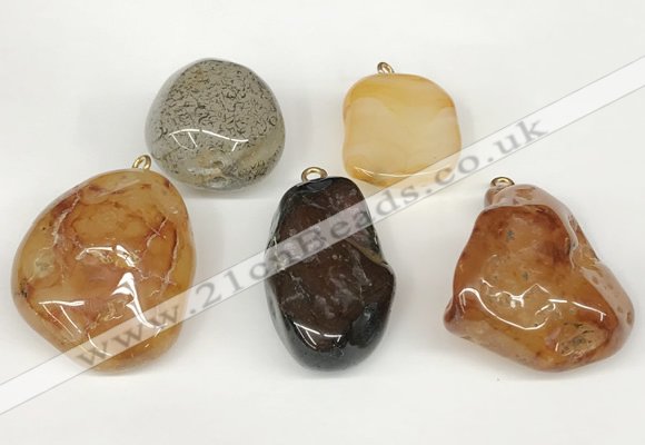 NGP5744 22*28mm - 30*45mm nuggets agate pendants wholesale