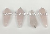 NGP5766 14*50mm teardrop rose quartz pendants wholesale