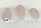 NGP5771 22*48mm - 25*55mm flat teardrop rose quartz pendants