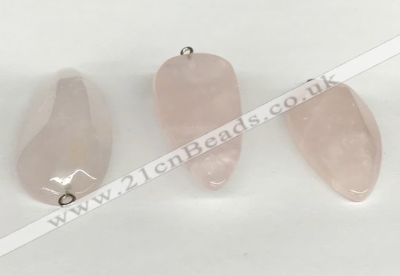 NGP5771 22*48mm - 25*55mm flat teardrop rose quartz pendants