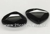 NGP5789 43*53mm faceted flat teardrop black agate pendants