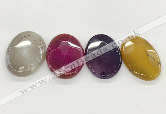 NGP5820 32*50mm faceted oval agate gemstone pendants wholesale