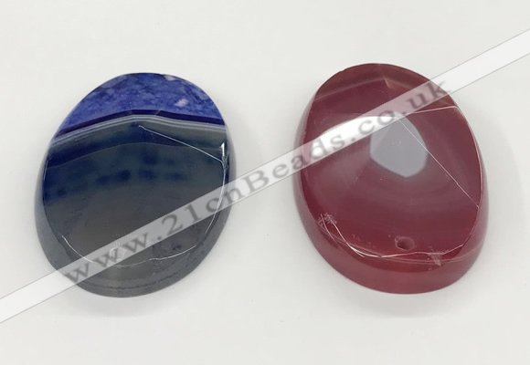 NGP5826 35*55mm faceted oval agate gemstone pendants wholesale