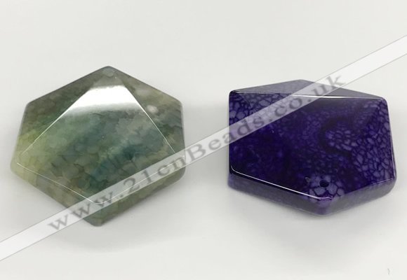 NGP5827 46*46mm faceted hexagon agate gemstone pendants wholesale