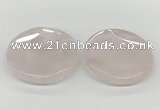 NGP5844 50mm flat round rose quartz pendants wholesale