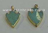 NGP6001 22*30mm - 25*35mm arrowhead amazonite gemstone pendants