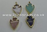 NGP6005 22*30mm - 25*35mm arrowhead mixed gemstone pendants