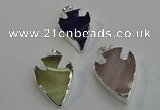 NGP6009 22*30mm - 25*35mm arrowhead mixed gemstone pendants