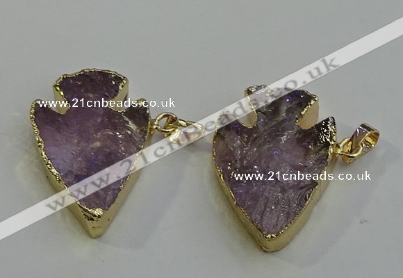 NGP6011 25*30mm - 30*35mm arrowhead amethyst pendants