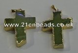 NGP6040 30*40mm - 35*45mm cross green rutilated quartz pendants