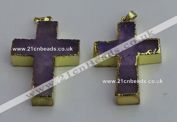 NGP6042 30*40mm - 35*45mm cross amethyst pendants