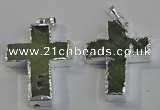 NGP6046 30*40mm - 35*45mm cross green rutilated quartz pendants