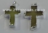 NGP6047 30*40mm - 35*45mm cross lemon quartz pendants