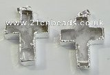 NGP6048 30*40mm - 35*45mm cross white crystal pendants