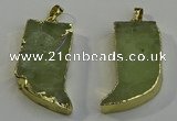 NGP6052 15*40mm - 18*45mm horn green rutilated quartz pendants