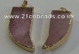 NGP6053 15*40mm - 18*45mm horn rose quartz pendants