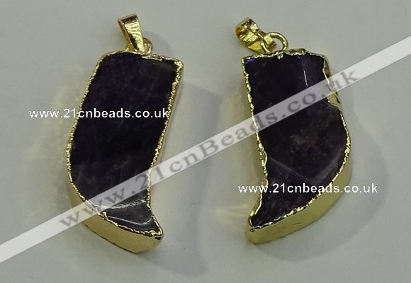 NGP6054 15*40mm - 18*45mm horn amethyst pendants