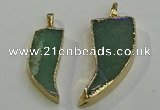 NGP6057 15*40mm - 18*45mm horn green aventurine pendants