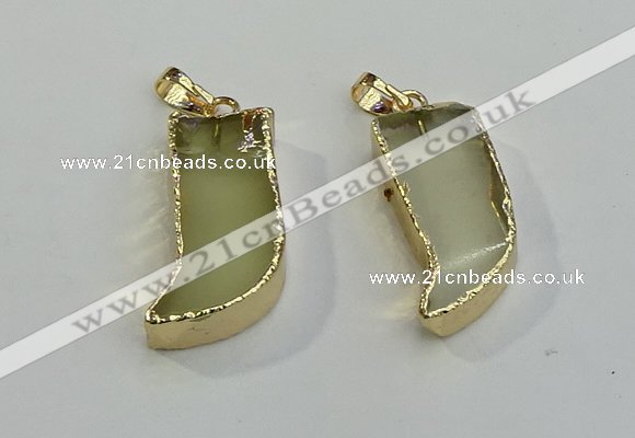NGP6058 15*40mm - 18*45mm horn lemon quartz pendants