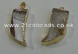 NGP6059 15*40mm - 18*45mm horn white crystal pendants