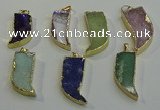 NGP6060 15*40mm - 18*45mm horn mixed gemstone pendants