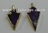 NGP6065 20*40mm - 25*45mm arrowhead amethyst pendants