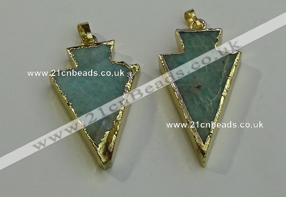 NGP6066 20*40mm - 25*45mm arrowhead amazonite pendants