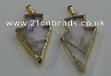 NGP6067 20*40mm - 25*45mm arrowhead white crystal pendants