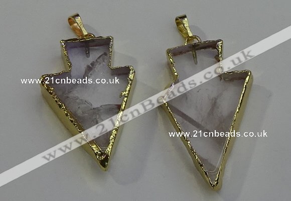 NGP6067 20*40mm - 25*45mm arrowhead white crystal pendants