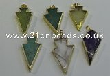 NGP6068 20*40mm - 25*45mm arrowhead mixed gemstone pendants