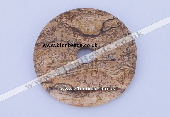 NGP607 5pcs 5*40mm picture jasper gemstone donut pendants wholesale