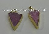 NGP6072 20*25mm - 25*35mm triangle druzy quartz pendants