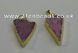 NGP6072 20*25mm - 25*35mm triangle druzy quartz pendants
