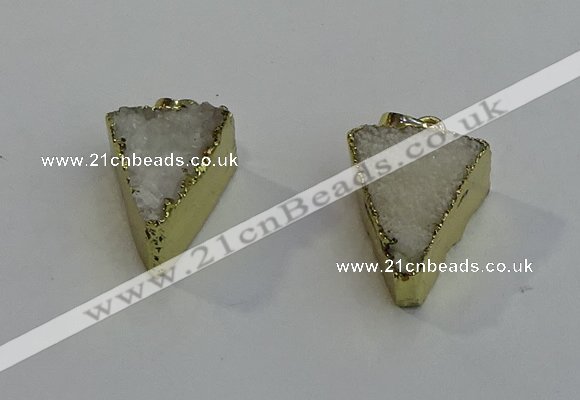 NGP6073 20*25mm - 25*35mm triangle druzy quartz pendants