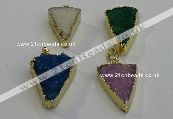 NGP6074 20*25mm - 25*35mm triangle druzy quartz pendants