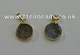 NGP6076 14mm - 15mm flat round druzy agate pendants