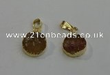 NGP6077 14mm - 15mm flat round druzy agate pendants