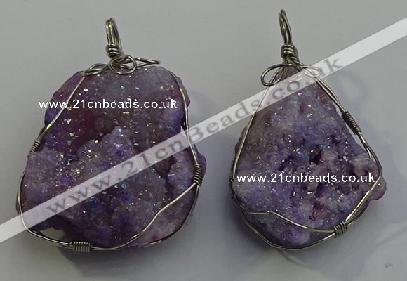 NGP6086 35*40mm – 45*50mm freeform druzy quartz pendants