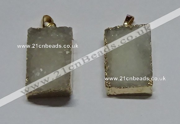 NGP6094 20*30mm – 22*35mm rectangle druzy quartz pendants