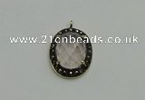 NGP6098 20*25mm - 22*30mm oval white crystal pendants wholesle