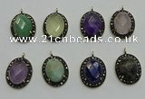 NGP6105 20*25mm - 22*30mm oval mixed gemstone pendants wholesle