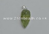 NGP6109 12*35mm - 15*40mm arrowhead green rutilated quartz pendants