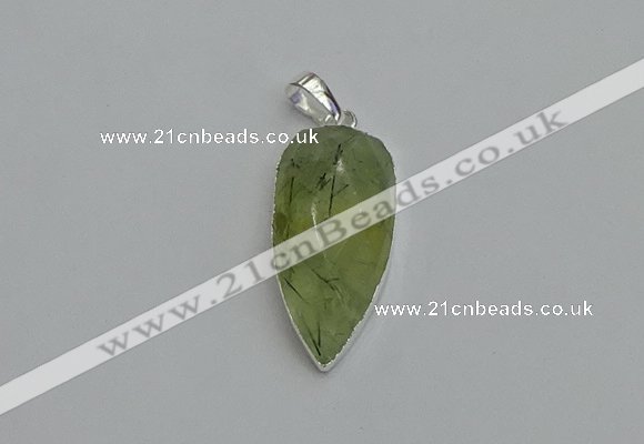 NGP6109 12*35mm - 15*40mm arrowhead green rutilated quartz pendants