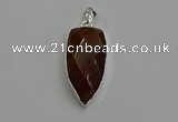 NGP6113 12*35mm - 15*40mm arrowhead red rabbit hair pendants