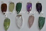 NGP6115 12*35mm - 15*40mm arrowhead mixed gemstone pendants